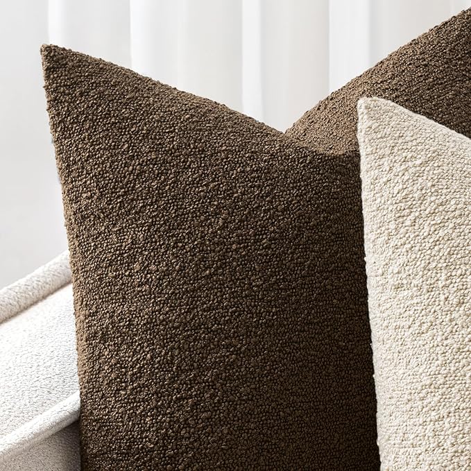 Woaboy Pack of 2 18x18 Inch Decorative Boucle Throw Pillow Covers Textured - Image 6