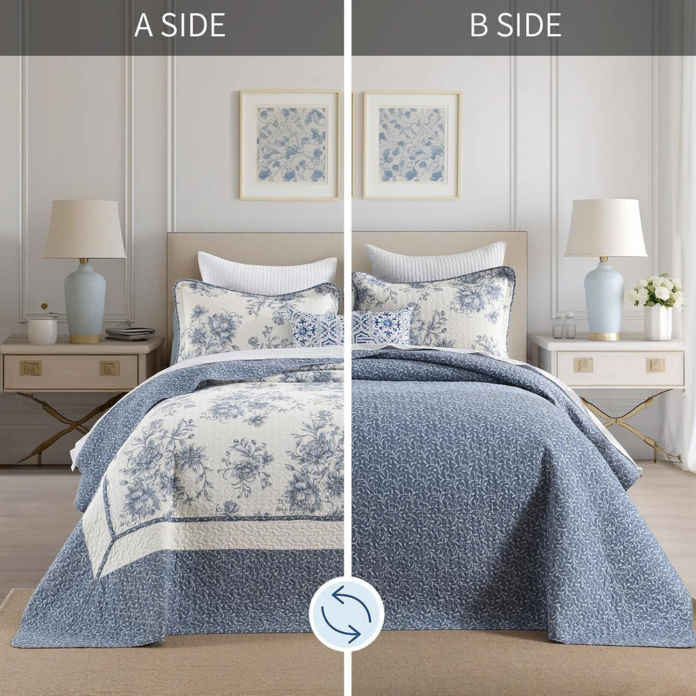 DDUOXIN Botanical Oversized Queen Bedspread - 102W x120L 100% Cotton Quilt