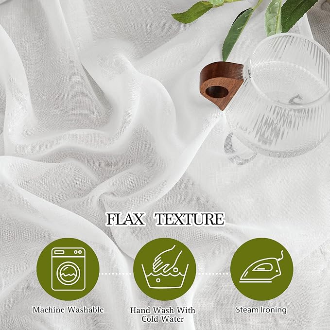 NICETOWN White Living Room Curtains Extra Long 135 inches Long, Grommet Linen - Image 4