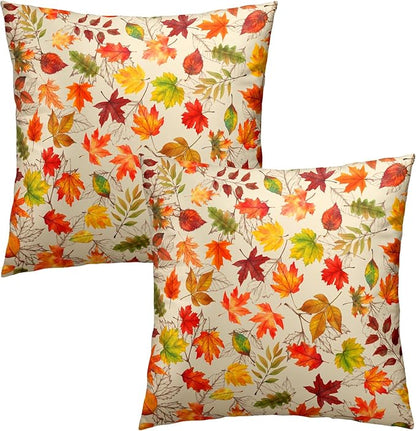 Autumn Leaves Throw Pillow Covers 20x20 inch Set of 2 Fall Maple Leaf Wild - Image 2