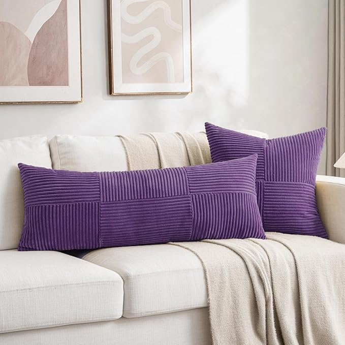 Fancy Homi 2 Packs Purple Big Decorative Throw Pillow Covers 24x24 Inch - Image 6