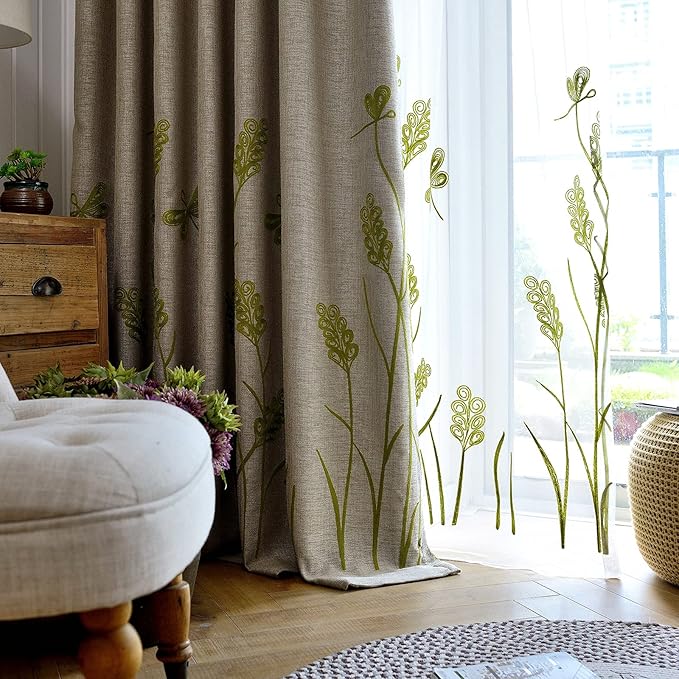 Melodieux Wheat Embroidery Extra Wide Curtain - Image 3