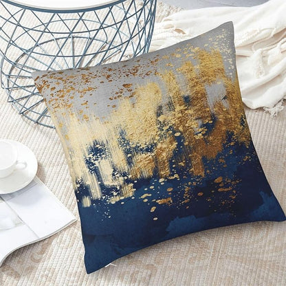 Navy Blue and Gold Pillow Covers 18 x 18 inch Set of 2 Decorative Cushion - Image 4