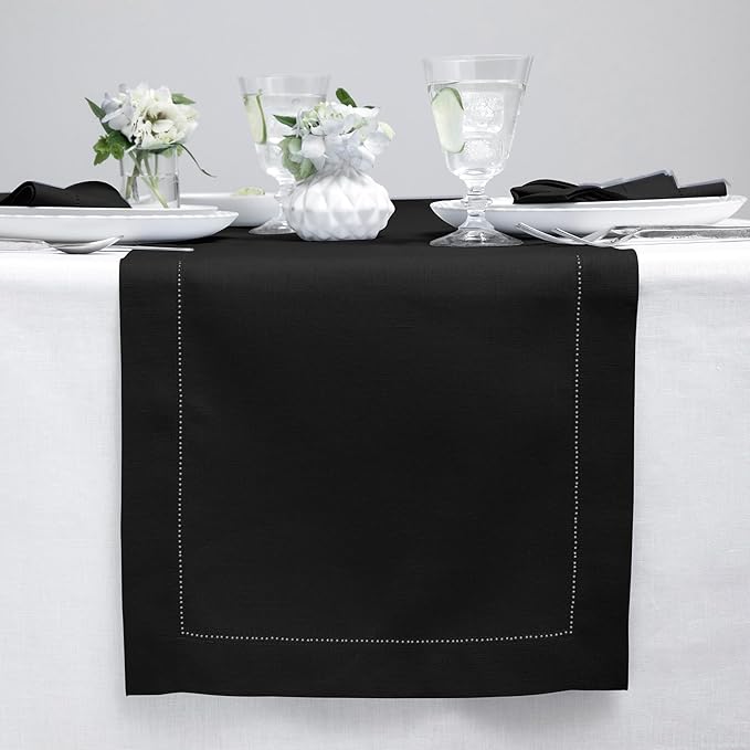 Solino Home Linen Black Table Runner 72 Inches Long by SolinoHome