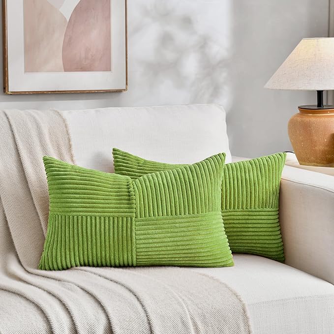 Fancy Homi Set of 2 Lime Green Long Lumbar Decorative Throw Pillow Covers 12x24 - Image 5