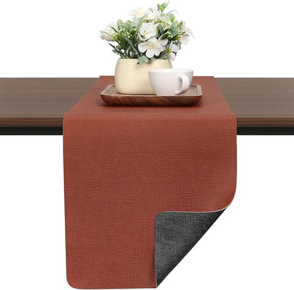 Table Runners 72 Inches Long, Dual-Sided Faux Leather Farmhouse Table Runner by Chitomars