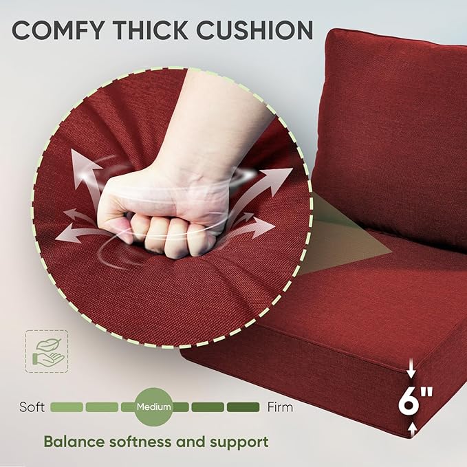Outdoor Chair Cushions Set of 2, Waterproof 24x24 Patio Chair Cushion, Couch - Image 5
