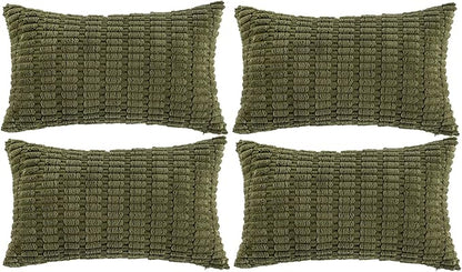 Fancy Homi 4 Packs Boho Moss Green Decorative Throw Pillow Covers 12x24 Inch by Fancy+Homi