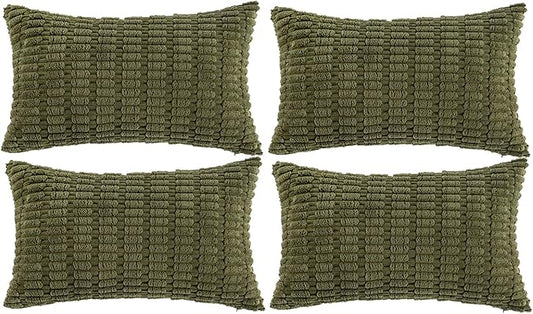 Fancy Homi 4 Packs Boho Moss Green Decorative Throw Pillow Covers 12x24 Inch by Fancy+Homi