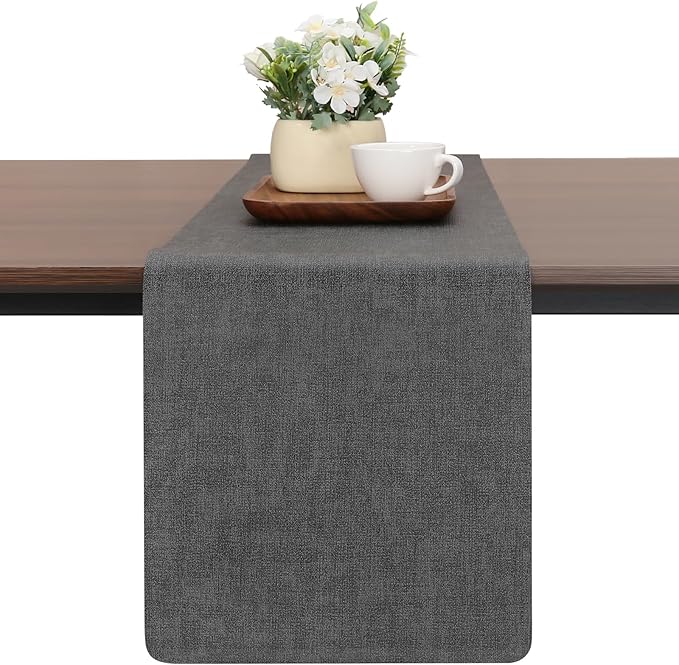 Table Runners 72 Inches Long, Dual-Sided Faux Leather Farmhouse Table Runner by Chitomars
