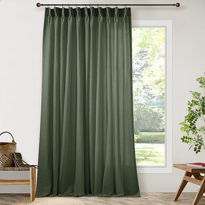 Pinch Pleat Extra Wide 72 x 108 Inch Linen Curtains by DUKIYO