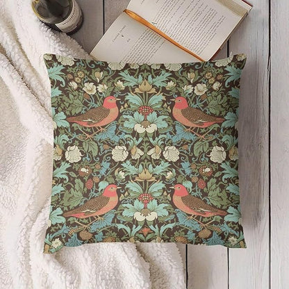 William Morris Floral Original Throw Pillow Covers Boho Chic Retro Floral Bird - Image 4