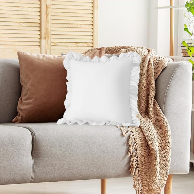 KKJIAF Ruffle Pillow Cases 18x18 Inches, Microfiber Wrinkle Resistant Pillow - Image 5