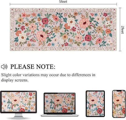 DUKINO 2x5 Runner Rug for Hallway, Washable Kitchen Floral Runner Rug - Image 2
