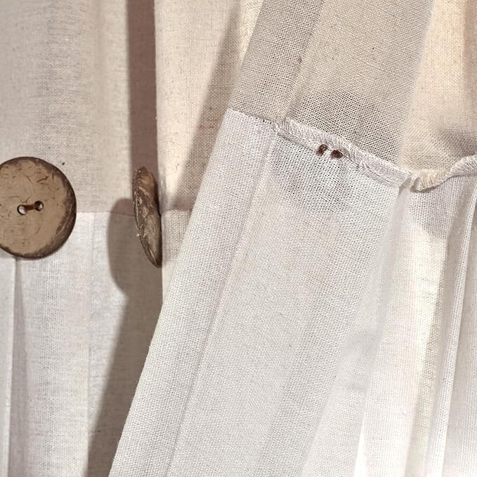 Lush Decor Linen Button Window Curtain Panel, Linen - Image 5