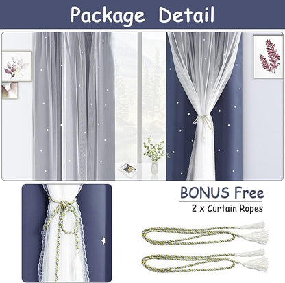 Kinryb Kids Blackout Curtains for Bedroom/Living Room/Classroom, Sheer Overlay - Image 7