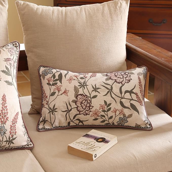 ISAENNE Design Linen Vintage Throw Pillow Covers 12"x20", Rectangle Cushion - Image 7
