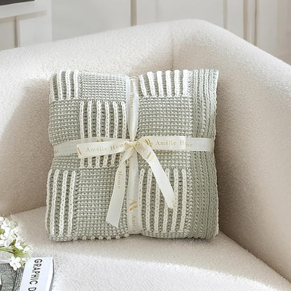 Amélie Home Checkered Knit Throw Blanket - Image 8