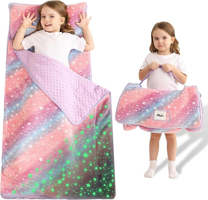 Toddler Nap Mat with Pillow and Blanket, Extra Large Rolled Napping Mats by Unknown