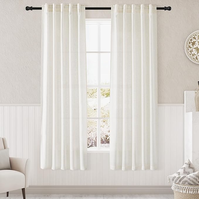 Natural Linen Curtains 72 inches Long by Nanspring