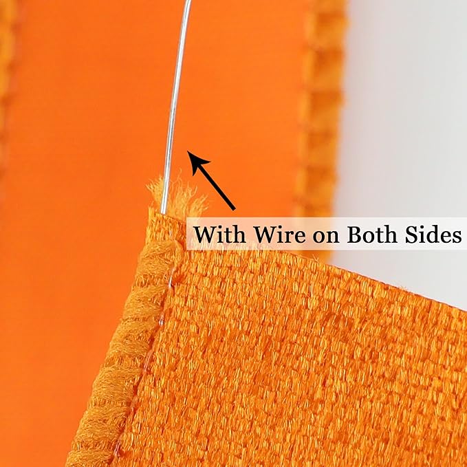 MEEDEE 1 inch Orange Velvet Wired Ribbon - Image 3