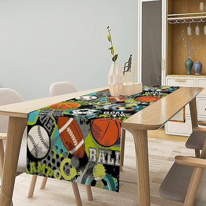 Sport Soccer Table Runner Basketball Baseball Rugby Football Sports Game Days - Image 2