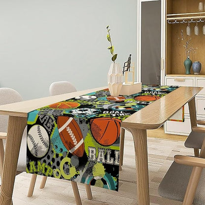 Sport Soccer Table Runner Basketball Baseball Rugby Football Sports Game Days - Image 2