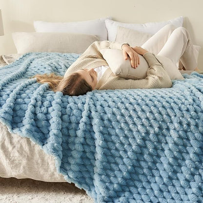 NEWCOSPLAY Super Soft Queen Blanket Blue Premium Silky Flannel Fleece 3D Clouds - Image 3
