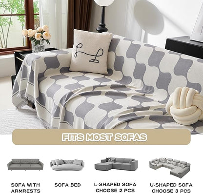 MEETSKY Couch Cover for Dogs Grey Couch Covers for 3 Cushion Couch Sofa Simple - Image 3