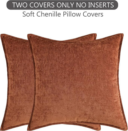 Stellhome Soft Decorative Chenille Pillow Covers 18x18 Inch Natural Burnt - Image 8