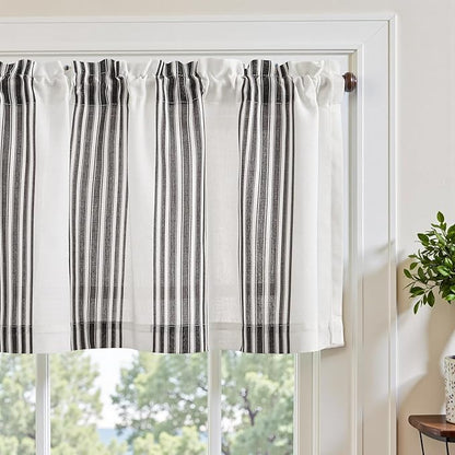 jinchan Striped Linen Valance Curtain 16 Inch Vertical Striped Valance by JINCHAN