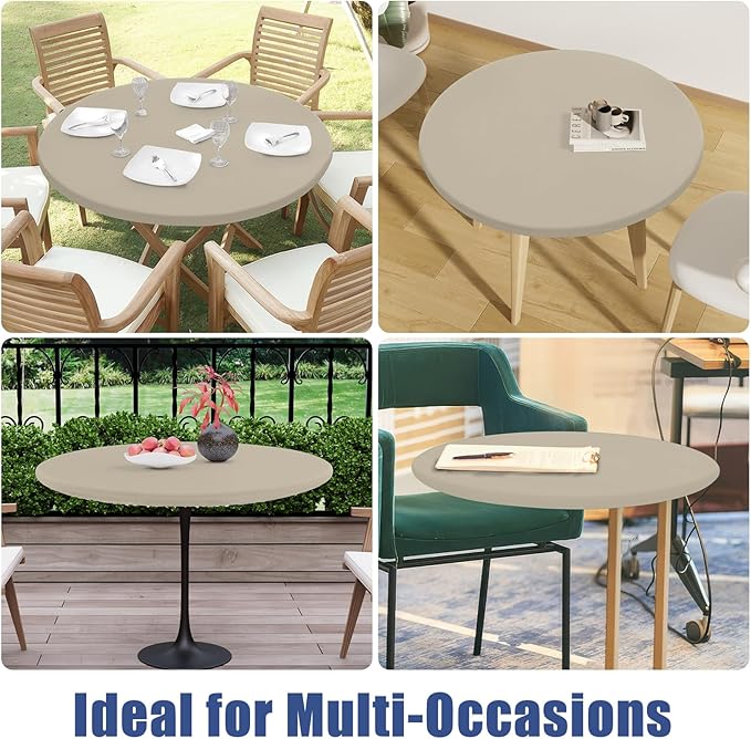 Round Spandex Tablecloth, Elastic Fitted Waterproof Tablecloths - Image 9
