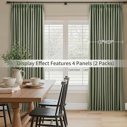 Joywell Pinch Pleated 100% Blackout Linen Curtains 120 Inch 2 Panels Set Pinch - Image 5