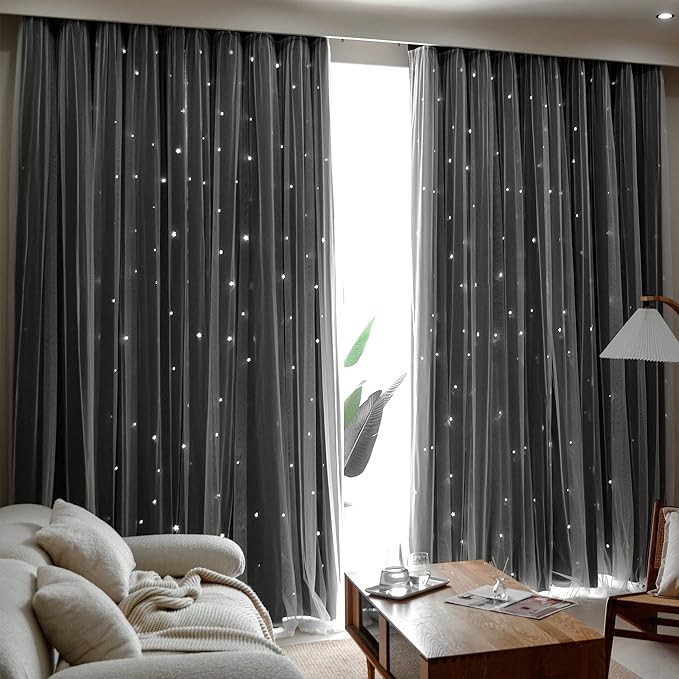 Kinryb Kids Blackout Curtains for Bedroom/Living Room/Classroom, Sheer Overlay - Image 4