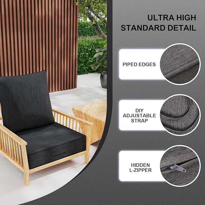 Outdoor Olefin Water-Resistant Deep Seat Cushion Set, Thickened Sofa Chair Pad - Image 6