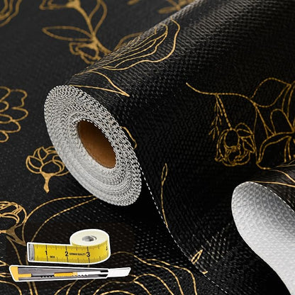 Shelf Liners for Kitchen Cabinets 12in x 20FT Non Adhesive Drawer Liner Black by Oneoftheworld