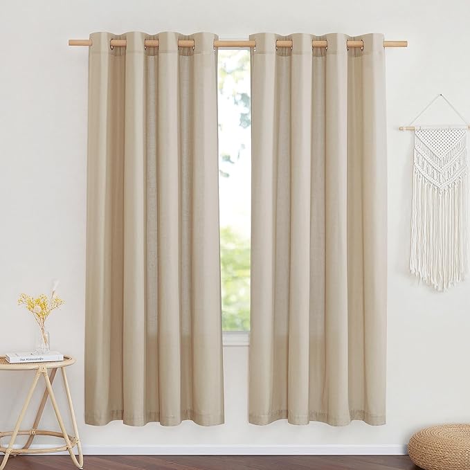 NICETOWN Linen with Polyester Curtains 72 inch Length 2 Panels, Grommet Privacy by NICETOWN