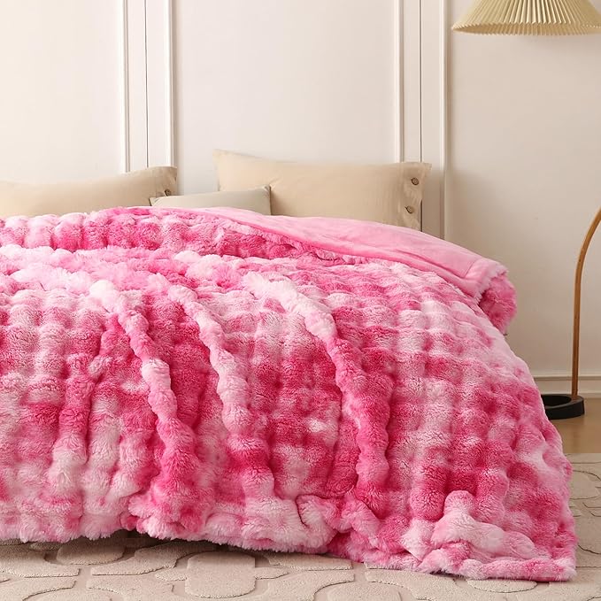 COOVA Faux Fur Throw Blanket for Couch, Cozy Soft and Fuzzy Plush Rabbit Fur - Image 4