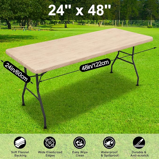 Smiry Rectangle Picnic Tablecloth, Waterproof Elastic Fitted Table Covers - Image 6
