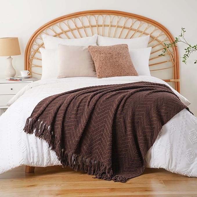BATTILO HOME Dark Brown Throw Blanket - Image 4