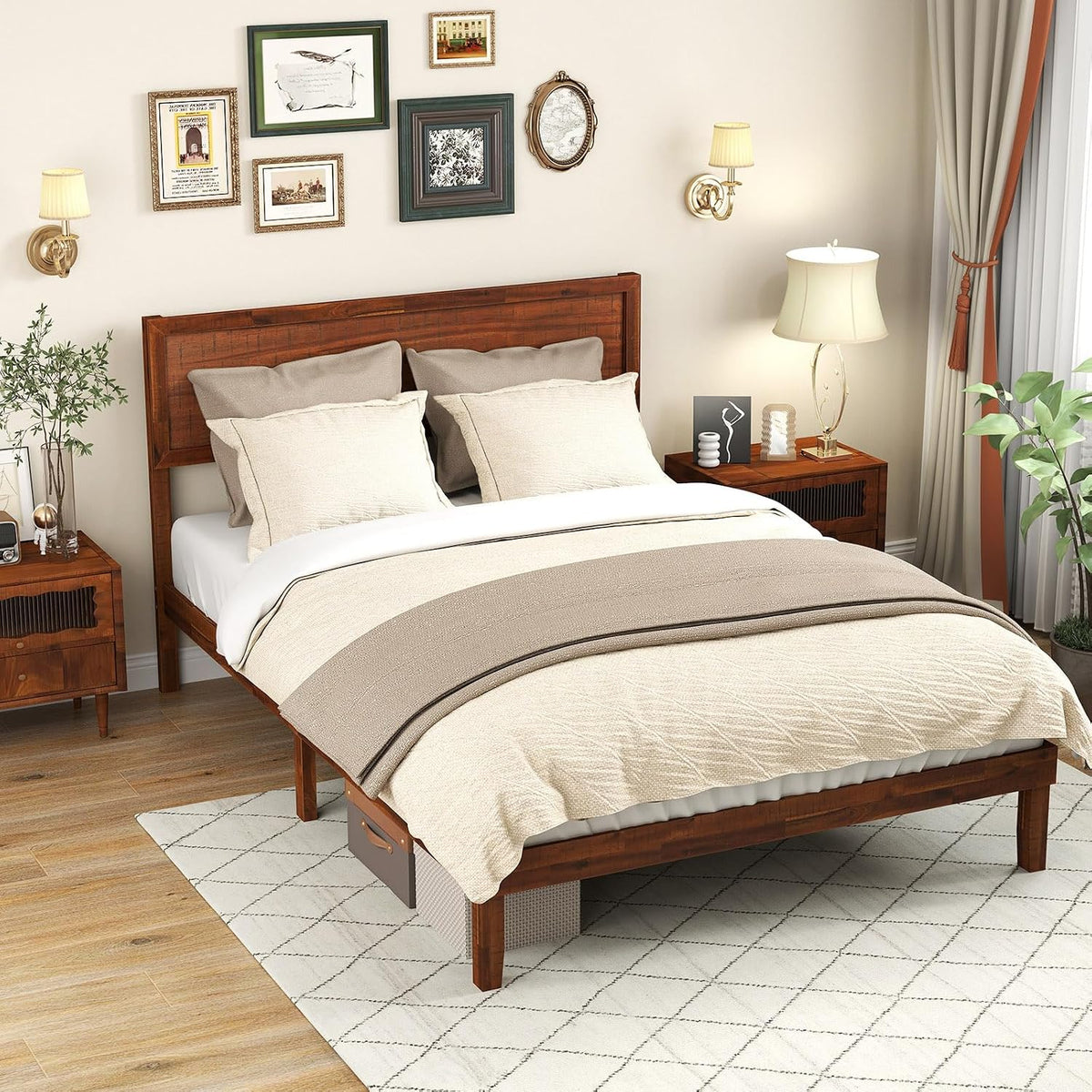 komfott full size wood bed frame with headboard, main product view