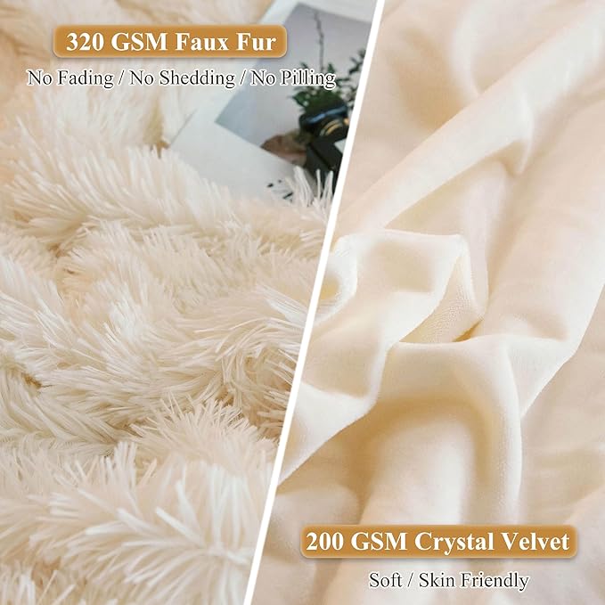 XeGe Faux Fur Throw Pillow Cases, Plush Shaggy Ultra Soft Pillow Covers - Image 4