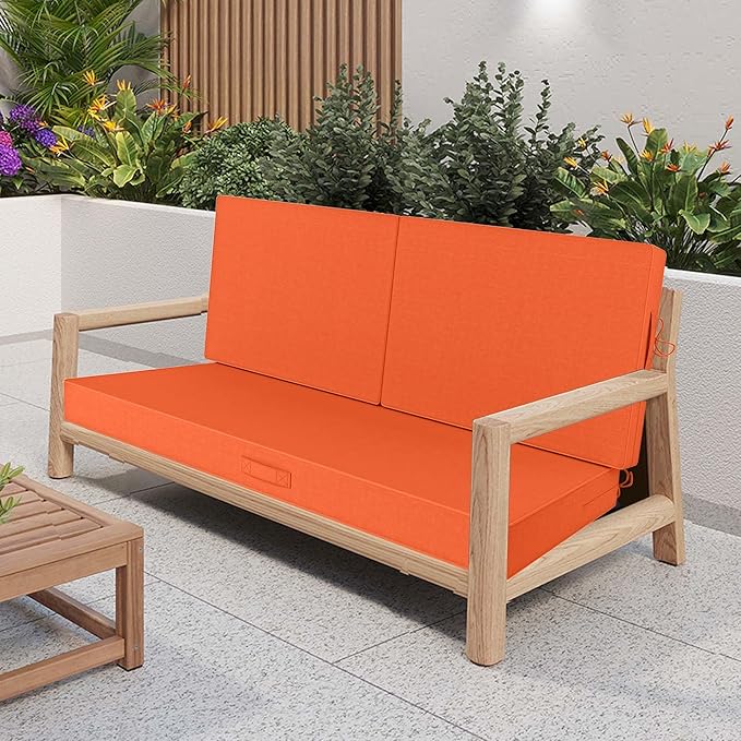 Outdoor Loveseat Cushion Set 46 x 26 Inch, Waterproof & Fade-Resistant Deep - Image 3