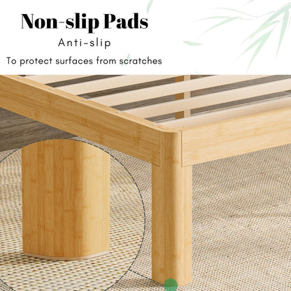 14 inch high bamboo wood twin bed frame on a desk or shelf