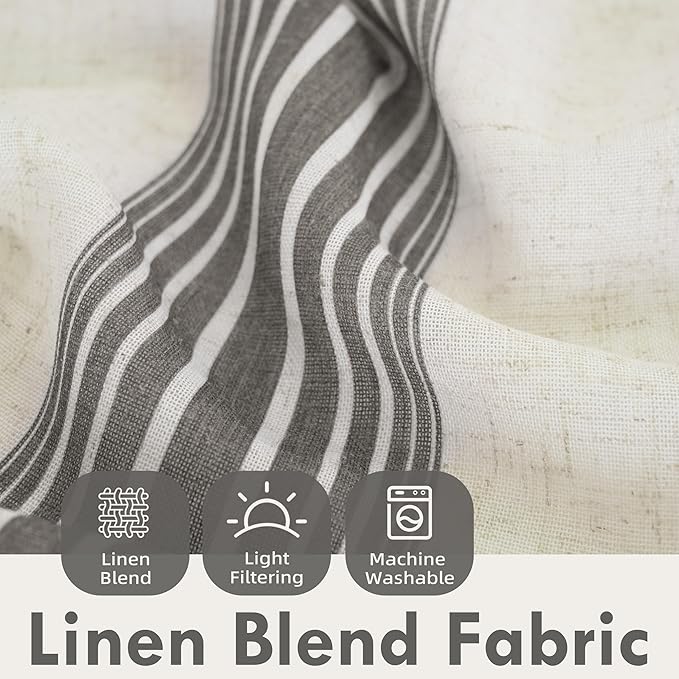 DriftAway Farmhouse Vertical Striped Linen Blend Textured Light Filtering Semi - Image 2