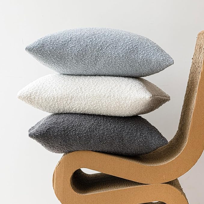 Foindtower Pack of 2 Modern Textured Boucle Throw Pillow Covers Accent Solid - Image 5