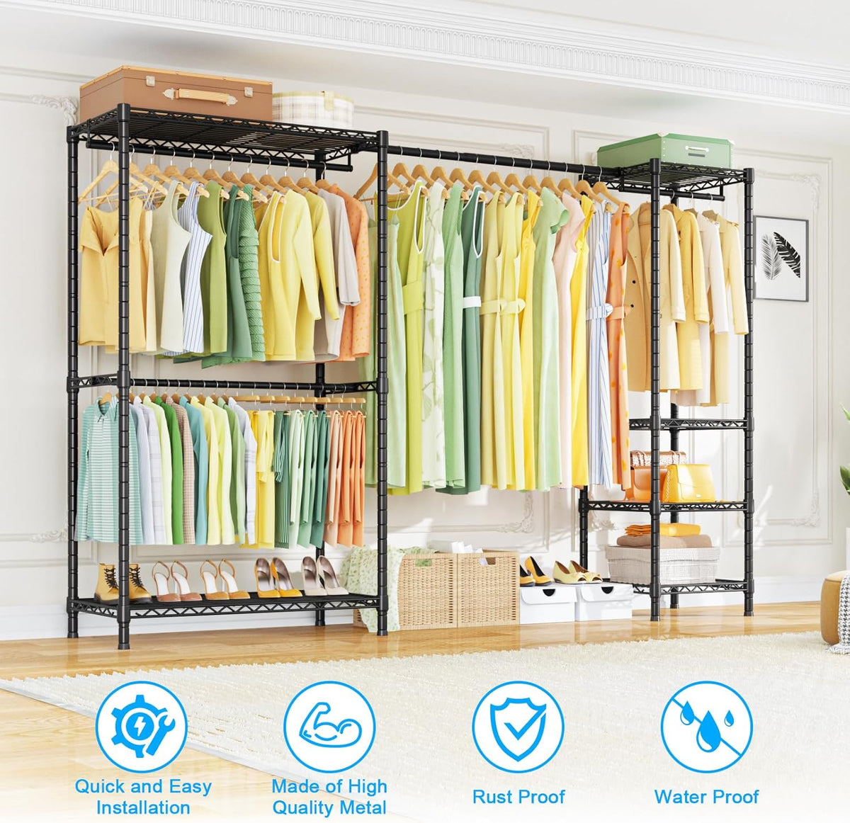 ulif e10 clothes rack（with stretchable hanger rod）freestanding clothing, close-up detail