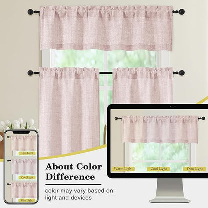 Blush Pink Kitchen Curtains 36 Inch Length 2 Panels, Light Filtering Farmhouse - Image 7