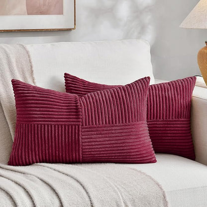 Fancy Homi 2 Packs Burgundy Long Lumbar Decorative Throw Pillow Covers 16x24 by Fancy+Homi