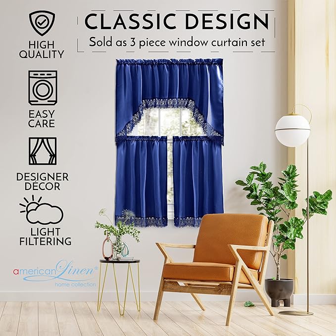 American Linen Café Curtains for Kitchen, Bathroom Curtains - Image 5